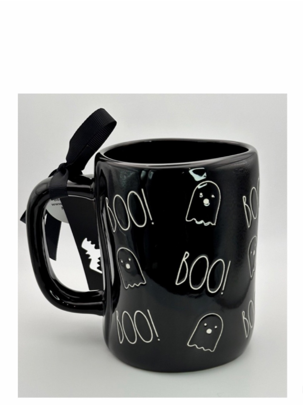 NEW Rae Dunn Black Halloween Boo Mug Ghost Print 👻 - Picture 2 of 3